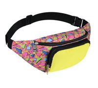 Xuniea Marsupio anni '80 retrò neon con 2 tasch,e borse da cintura anni '90, costumi unisex, marsupi per vacanze, festival a tema anni '80, festa Halloween, Taglia unica