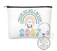 Xuniea Regali di Compleanno per Donne Mach Die Welt Besser Portachiavi per Borsa Cosmetica Arcobaleno Borsa per Trucco di Amicizia Regalo per Festa della Mamma per Fidanzata Madre Sorella(2007)