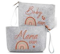 Xuniea Regali per le Future Mamme Donne Incinte Borsa per Cosmetici in Feltro Grigio con Cerniera Regali di Nascita Borsa in Feltro per la Mamma Regalo di Gravidanza per Neomamme (Arcobaleno)