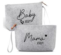 Xuniea Regali per le Future Mamme Donne Incinte Borsa per Cosmetici in Feltro Grigio con Cerniera Regali di Nascita Borsa in Feltro per la Mamma Regalo di Gravidanza per Neomamme (Grigio Chiaro)