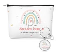 Xuniea Regalo di Ringraziamento per Maestra Insegnante Professoressa Contiene 1 Borsa per Trucco 1 Portachiavi per Laurea Festa di Compleanno Fine Semestre(Tema Maestra)