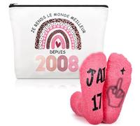 Xuniea Regalo per il 18° Compleanno per Donna - Trousse per il Trucco e Calzini 2008, Idea Regalo Originale e Umoristica per Donne Nate nel 2008, Set di Accessori per il 18° Compleanno
