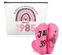 Xuniea Regalo per il 40° compleanno per donna - Borsa per il trucco e calzini 1985, idea regalo originale e umoristica per donne nate nel 1985, set di accessori per il 40° compleanno