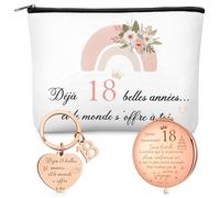 Xuniea Regalo per Ragazza Che Compie 18 Anni Borsa da Toilette con Cerniera e Portachiavi con Testo Specchio Tascabile Divertenti Regali di Compleanno per Donne, Compagni di mici, Nipoti