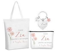 Xuniea Regalo Zia Portachiavi Donna Regalo Zia da Nipote Idee Portachiavi Pochette Borsa di Tela Compleanno da Grazie Natale Anniversario Festa della Mamma