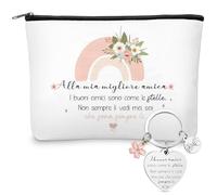 Xuniea Set 2 Pezzi Regalo Amicizia per Migliore Amica Donna, Arcobaleno | Borsa Cosmetici, Pochette Trucchi e Portachiavi, Regalo Amicizia per Maestra e Sorella, Addio Ufficio