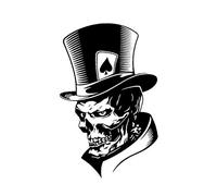Xuniu 11.3x17.6cm Adesivo per Auto, Lovely Joker Skeleton Skull Carte da Gioco Car Styling