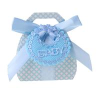 Xuniu 12 Pezzi scatole di Caramelle con Nastro per Baby Shower Battesimo Regalo di Favore di Partito Blu Fai da Te