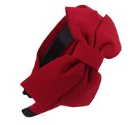 Xuniu Cerchietto Ampio da Donna Vintage Grande Fascia a Pois Scozzese a Righe con Fiocco Rosso Solido
