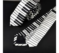 Xuniu Cravatta per Pianoforte a Tastiera da Uomo Cravatta Classica Sottile Skinny con Musica Nera e Bianca