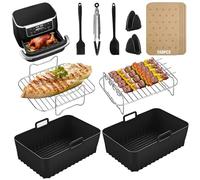 XUNIVERS Accessori per Friggitrice ad Aria,Teglie per Friggitrice ad Aria,Riutilizzabile Friggitrice ad Aria Accessori per Ninja Af300EU,Af400EU,Tower T17088,Cecotec 4.7-6.4L,Air Fryer Accessori
