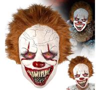 XUNIVERS Maschera da Horror,Halloween inquietante,Killer Latex Maschera, Accessorio Horror in Lattice con Capelli,Carnevale per adulti Scary Halloween