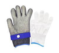XUNPENG Livello A9 316 guanti di giardinaggio resistenti al taglio del filo d'acciaio per il taglio della cucina, la macellazione, l'uccisione della protezione del pesce /10Pairs (Large/Grey,1 glove)