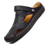 XUNPENG Pantofole da spiaggia in pelle degli uomini Sandali Mules all'aperto Clogs, Toe chiuso, Mesh traspirante, elastico morbido, confortevole, antiscivolo