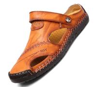 XUNPENG Pantofole da spiaggia in pelle degli uomini Sandali Mules all'aperto Clogs, Toe chiuso, Mesh traspirante, elastico morbido, confortevole, antiscivolo