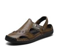 XUNPENG Pantofole da spiaggia in pelle degli uomini Sandali Mules all'aperto Clogs, Toe chiuso, Mesh traspirante, elastico morbido, confortevole, antiscivolo