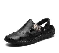 XUNPENG Pantofole da spiaggia in pelle degli uomini Sandali Mules all'aperto Clogs, Toe chiuso, Mesh traspirante, elastico morbido, confortevole, antiscivolo