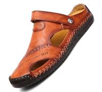 XUNPENG Pantofole da spiaggia in pelle degli uomini Sandali Mules all'aperto Clogs, Toe chiuso, Mesh traspirante, elastico morbido, confortevole, antiscivolo