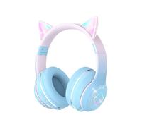 Xunpuls Cuffie Bluetooth per Bambini, Senza-Fili Cuffie Over-Ear, Con orecchie LED, Pieghevole, Con Microfono, Micro SD/TF, HD Stereo, Cuffie ragazze orecchie gatto per scuola/scrivania/PC/TV(blu)