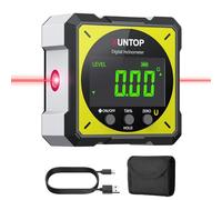 XUNTOP 4*90° Inclinometro Digitale Laser Precisione ±0,1-0,2° Ricarica USB | Goniometro Elettronico 4 Lati Magnetici Forti Risoluzione 0,05° Impermeabile Antipolvere Display LCD Cantiere Domestico e DIY