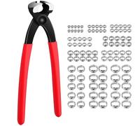XUNTOP Kit Pinza Crimpatrice con 100pz Fascette Stringi Tubi Condotti 5.8-21mm Assortiti Stepless Set 215mm Morsetto Stringitubo a Becchi Tondi con Collari Flessibile in Acciaio Inox Singolo Orecchio