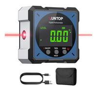 XUNTOP Misuratore Angolo Digitale con Laser Orizzontale e Magnetici 4 Lati | Inclinometro Digitale Precisione ±0.1°/0.2° Risoluzione 0,05° Impermeabile Antipolvere Caricabile USB-C Auto Garage Domestico