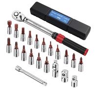 XUNTOP Set Chiave Dinamometrica da 22 Pezzi Chiave a Cricchetto 1/4 di Pollice con Gamma 5-25 Nm con 72 Denti con Inserti Esagonali/Phillips/Torx Per Riparazioni Bici, Moto, Auto e Pneumatici