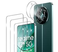 Xunzii Pellicola Vetro Temperato per Realme 12 Plus/Realme 12+ 5G/Realme 12 4G, con HD Protezione Lente Fotocamera, [Durezza 9H Anti Graffi] Vetrino Protezione Schermo Pellicola Protettiva [3+3 Pezzi]