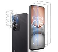 Xunzii Pellicola Vetro Temperato per Realme C75 4G, 2 Pezzi Pellicola Fotocamera e 2 Pezzi Pellicola Protettiva, 9H Anti Graffi HD Vetrino Fotocamera Protezione Schermo-Trasparente