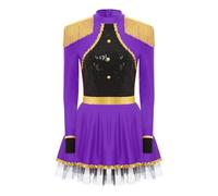 XUNZOO Donna Vestito Serata Cocktail Spettacolo Scena Body Costume Circo Maestro Cerimonia Del Circo Cosplay Viola XXL