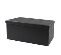 xupersodys Panca ottomana pieghevole da 76 cm, poggiapiedi in ecopelle, poggiapiedi per camera da letto, soggiorno e corridoio, supporta 158,8 kg (nero, linea nera)
