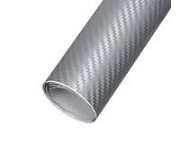 XUPHINX Pellicola vinilica in Fibra di Carbonio Lucido Adesivo per Auto Avvolgente in Rotolo Foglio Adesivo per Decalcomanie, Argento 127x10cm