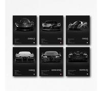 XUPUE Bugatti Pagani - Poster per parete con auto super auto, per camera da letto di ragazzi, stampa artistica Morden Hyper, set di 6, senza cornice, 20 x 30 cm