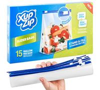 XupZip Sacchetti per Congelatore per Alimenti di Alta Qualità, Cursore Smart Zip, Riutilizzabili, Plastica Resistente, Ermetico e Prova di Perdite, Senza BPA, un Gallone / 4,55 L, 15 Sacchi