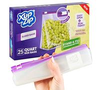 XupZip Sacchetti per Congelatore per Alimenti di Alta Qualità, Cursore Smart Zip, Riutilizzabili, Plastica Resistente, Sigillo Smart Zip Ermetico e Prova di Perdite, Senza BPA, Quarto di Litro