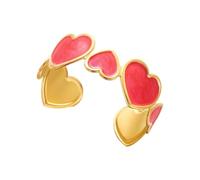 XuQiZZpp Bracciale rigido geometrico a forma di amore, in acciaio inox, colore oro, perfetto per l'uso quotidiano e a forma di cuore, Misura unica, come descritto