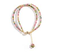 XuQiZZpp Braccialetto leggero con perline arcobaleno in rame a due strati sottili da 3 mm, elegante per l'uso quotidiano, catena con perline multicolore, Misura unica, come descritto