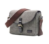 XuQiZZpp Casual Campus Camera Bag per fotocamere DSLR Borsa a tracolla PU+Canvas Sacchetti interni imbottiti per la scuola Casual Camera Bag, Grigio Peltro