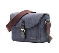XuQiZZpp Casual Campus Camera Bag per fotocamere DSLR Borsa a tracolla PU+Canvas Sacchetti interni imbottiti per la scuola Casual Camera Bag, Blu e grigio