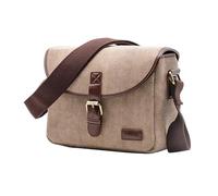 XuQiZZpp Casual Campus Camera Bag per fotocamere DSLR Borsa a tracolla PU+Canvas Sacchetti interni imbottiti per la scuola Casual Camera Bag, cachi
