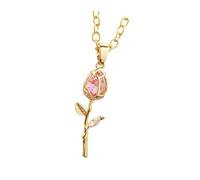 XuQiZZpp Collana alla moda con design delicato a tulipani in oro con accenti di cristalli, ideale per l'uso quotidiano o per feste