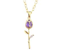 XuQiZZpp Collana alla moda con design delicato a tulipani in oro con accenti di cristalli, ideale per l'uso quotidiano o per feste