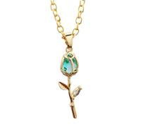 XuQiZZpp Collana alla moda con design delicato a tulipani in oro con accenti di cristalli, ideale per l'uso quotidiano o per feste