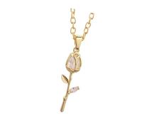XuQiZZpp Collana alla moda con design delicato a tulipani in oro con accenti di cristalli, ideale per l'uso quotidiano o per feste