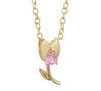 XuQiZZpp Collana alla moda con design delicato a tulipani in oro con accenti di cristalli, ideale per l'uso quotidiano o per feste