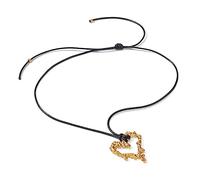 XuQiZZpp Collana con ciondolo a forma di cuore cavo, alla moda, semplice, in corda cerata, regolabile, gioiello dichiarazione