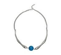 XuQiZZpp Elegante collana con perline blu, lunghezza regolabile, accessorio per feste e occasioni speciali
