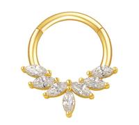 XuQiZZpp Eleganti anelli per setto in vetro in acciaio inox color argento, per piercing al naso, piercing all'orecchio, gioielli per il corpo alla moda, piercing per cartilagine, taglia unica, come ad