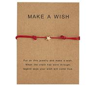 XuQiZZpp Fashion For Wish Card Star Charm Handmade intrecciato corda cerata regolabile buona fortuna ragazza braccialetti per donne, Misura unica, come descritto
