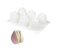 XuQiZZpp Stampi da forno creativi a forma di tulipani 6/12 cavità vassoio in silicone per dessert fatti a mano decorazioni per feste rilascio problemi demolizione multiuso in silicone Bakewares